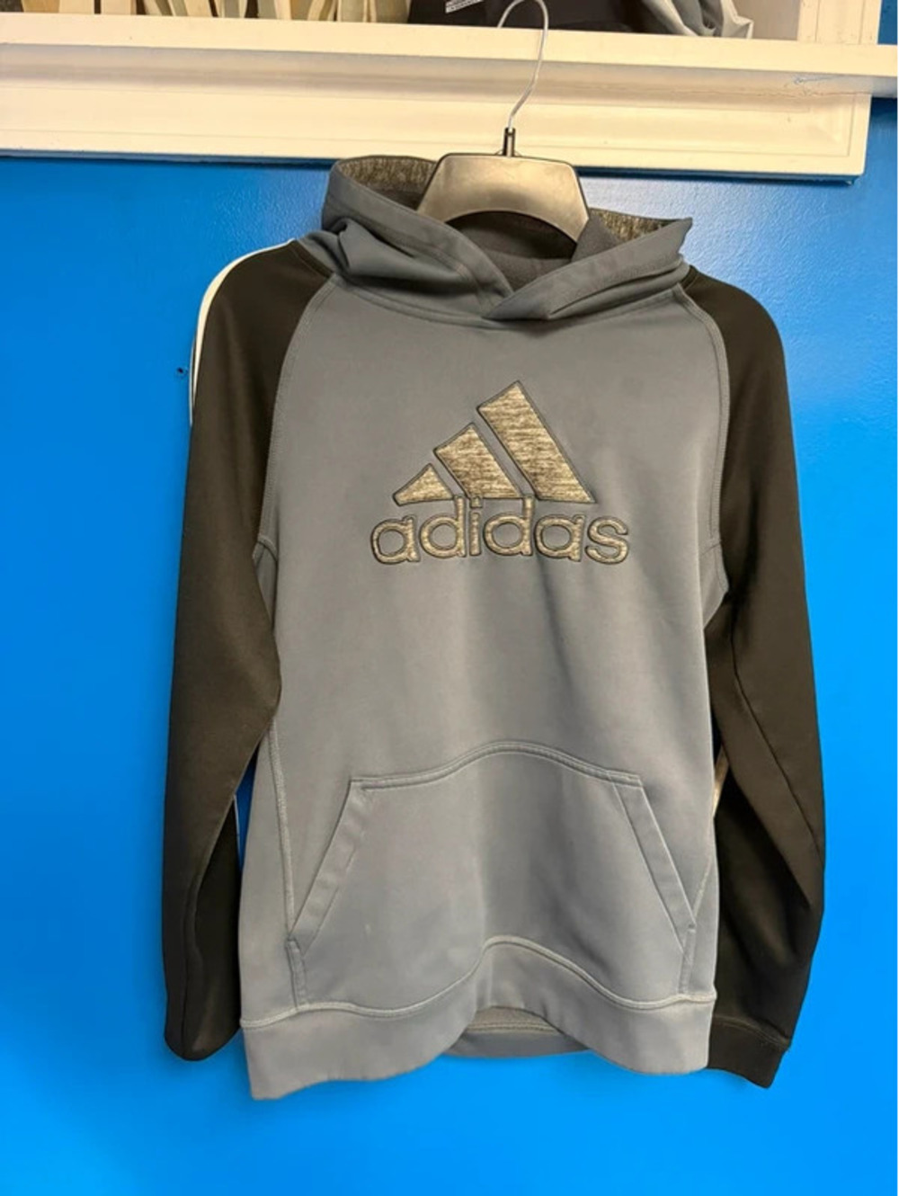 Adidas Climawarm Grey & Black Pullover Hoodie Youth XL (18)